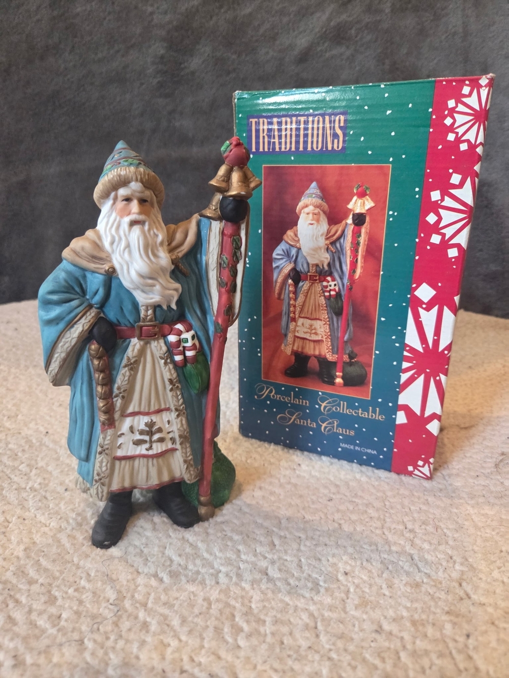 Tradition's Porcelain Collectible Santa Claus - Blue